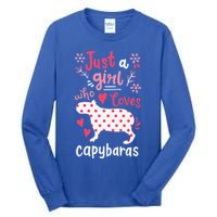 Capybara Just A Who Loves Capybaras Flower Tall Long Sleeve T-Shirt