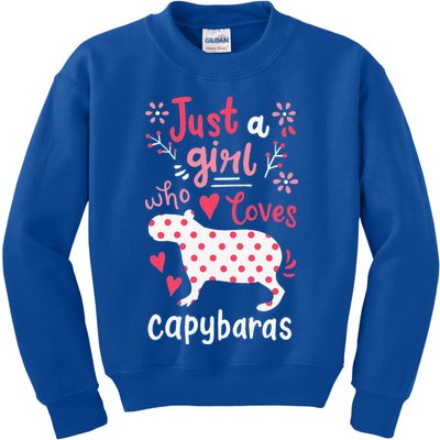 Capybara Just A Who Loves Capybaras Flower Kids Sweatshirt