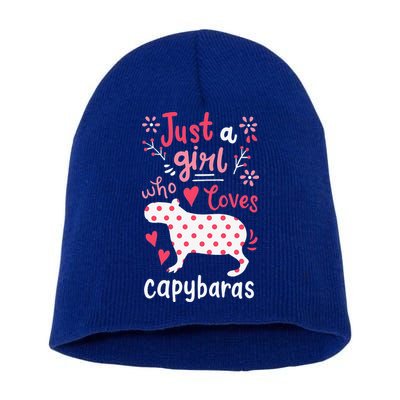 Capybara Just A Who Loves Capybaras Flower Short Acrylic Beanie