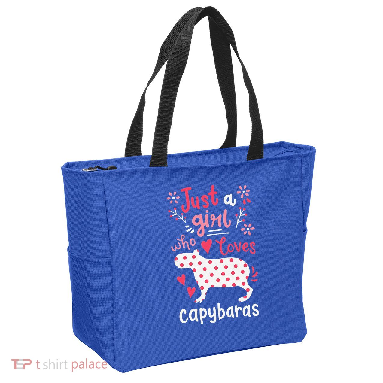 Capybara Just A Who Loves Capybaras Flower Zip Tote Bag