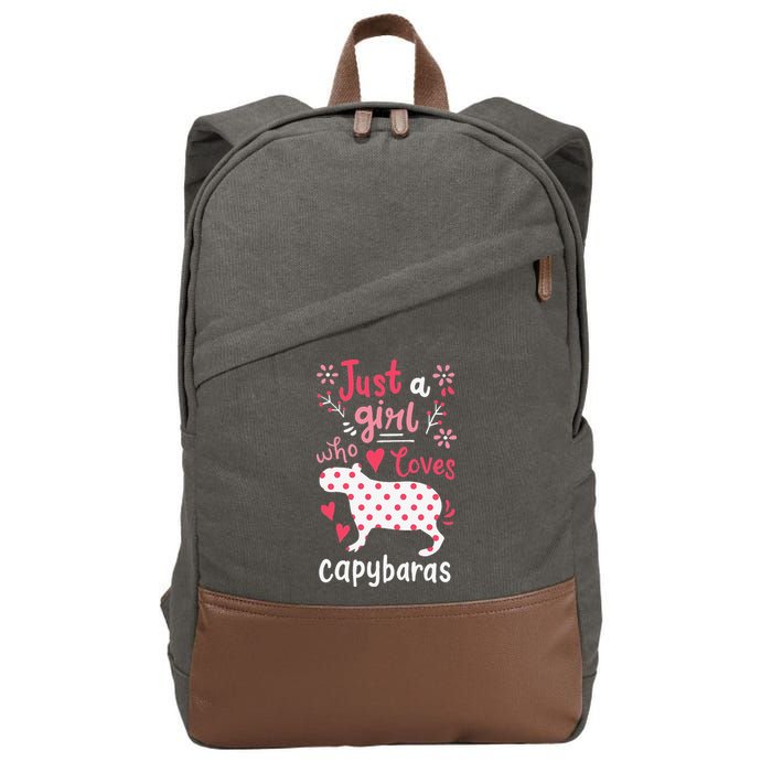 Capybara Just A Who Loves Capybaras Flower Cotton Canvas Backpack