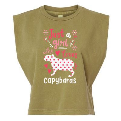 Capybara Just A Who Loves Capybaras Flower Garment-Dyed Women's Muscle Tee