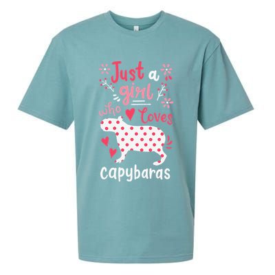 Capybara Just A Who Loves Capybaras Flower Sueded Cloud Jersey T-Shirt