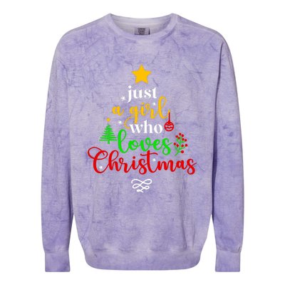 Cute Just A Girl Who Loves Christmas Tree Colorblast Crewneck Sweatshirt