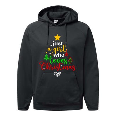 Cute Just A Girl Who Loves Christmas Tree Performance Fleece Hoodie