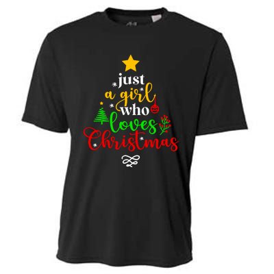 Cute Just A Girl Who Loves Christmas Tree Cooling Performance Crew T-Shirt