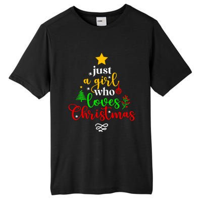 Cute Just A Girl Who Loves Christmas Tree Tall Fusion ChromaSoft Performance T-Shirt