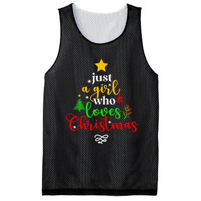 Cute Just A Girl Who Loves Christmas Tree Mesh Reversible Basketball Jersey Tank