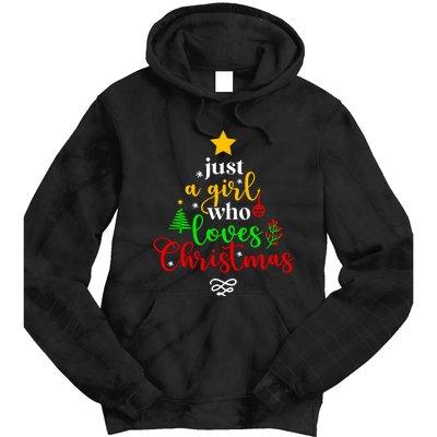 Cute Just A Girl Who Loves Christmas Tree Tie Dye Hoodie