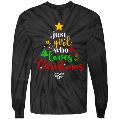 Cute Just A Girl Who Loves Christmas Tree Tie-Dye Long Sleeve Shirt