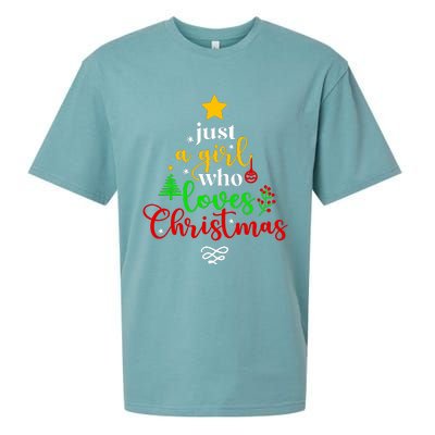 Cute Just A Girl Who Loves Christmas Tree Sueded Cloud Jersey T-Shirt