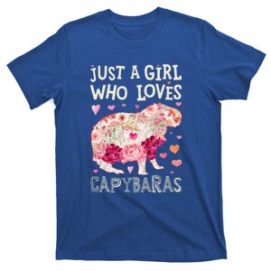 Capybara Just A Who Loves Capybaras Flower T-Shirt