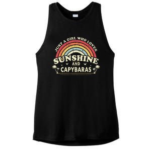 Capybara Just A Who Loves Capybaras Flower Ladies PosiCharge Tri-Blend Wicking Tank