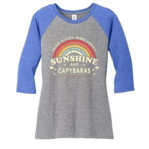 Capybara Just A Who Loves Capybaras Flower Women's Tri-Blend 3/4-Sleeve Raglan Shirt