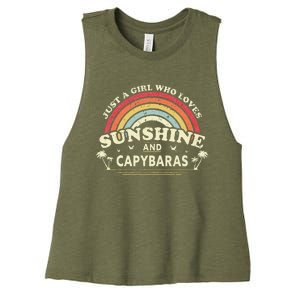 Capybara Just A Who Loves Capybaras Flower Women's Racerback Cropped Tank