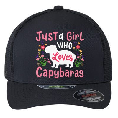 Capybara Just A Who Loves Capybaras Flower Flexfit Unipanel Trucker Cap