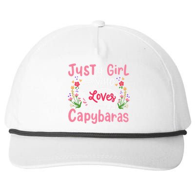 Capybara Just A Who Loves Capybaras Flower Snapback Five-Panel Rope Hat