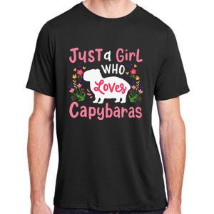 Capybara Just A Who Loves Capybaras Flower Adult ChromaSoft Performance T-Shirt