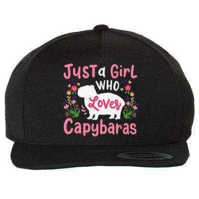 Capybara Just A Who Loves Capybaras Flower Wool Snapback Cap