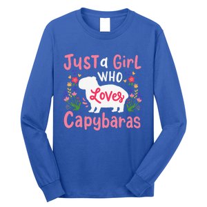 Capybara Just A Who Loves Capybaras Flower Long Sleeve Shirt