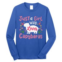 Capybara Just A Who Loves Capybaras Flower Long Sleeve Shirt