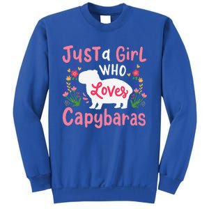 Capybara Just A Who Loves Capybaras Flower Sweatshirt