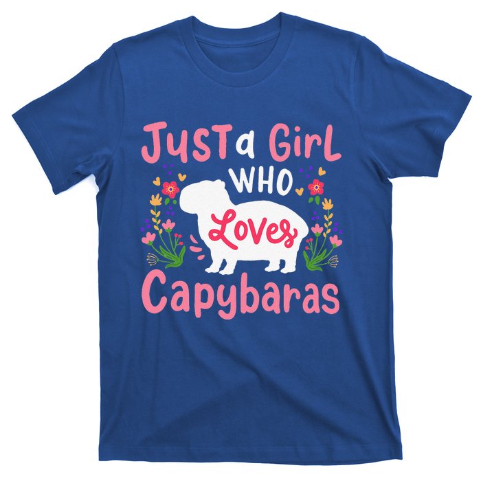 Capybara Just A Who Loves Capybaras Flower T-Shirt