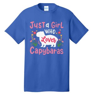 Capybara Just A Who Loves Capybaras Flower Tall T-Shirt