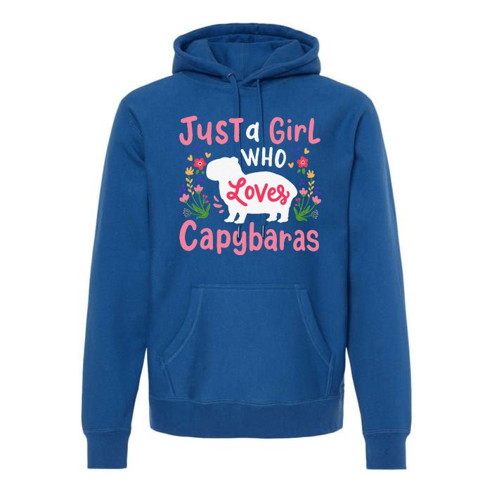 Capybara Just A Who Loves Capybaras Flower Premium Hoodie