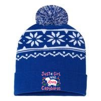 Capybara Just A Who Loves Capybaras Flower USA-Made Snowflake Beanie