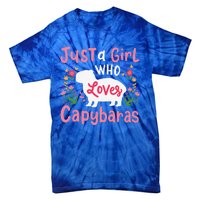 Capybara Just A Who Loves Capybaras Flower Tie-Dye T-Shirt