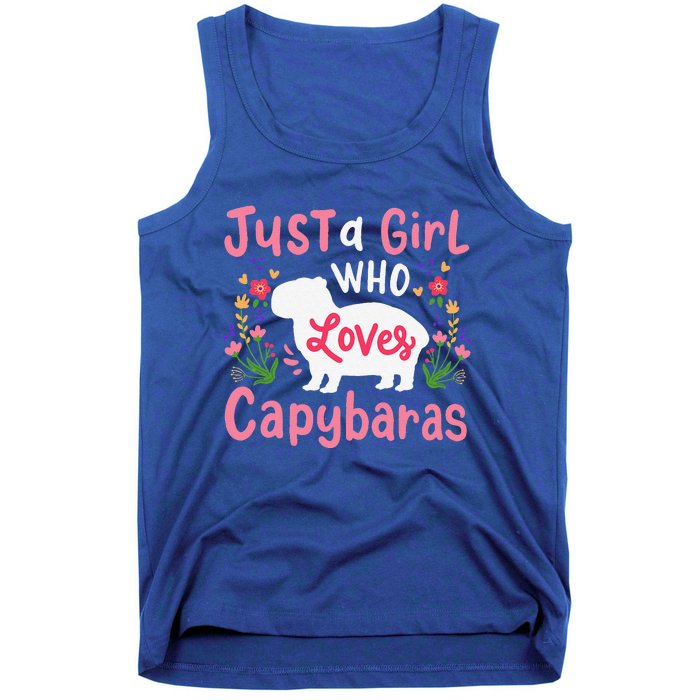 Capybara Just A Who Loves Capybaras Flower Tank Top