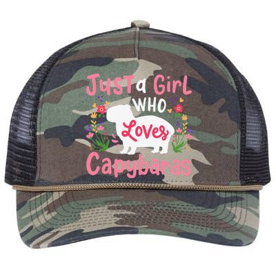 Capybara Just A Who Loves Capybaras Flower Retro Rope Trucker Hat Cap