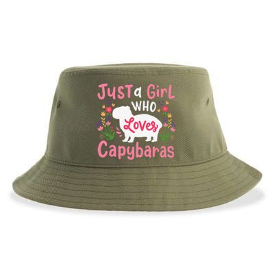 Capybara Just A Who Loves Capybaras Flower Sustainable Bucket Hat