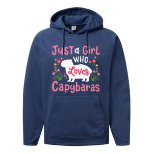 Capybara Just A Who Loves Capybaras Flower Performance Fleece Hoodie