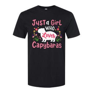 Capybara Just A Who Loves Capybaras Flower Softstyle CVC T-Shirt