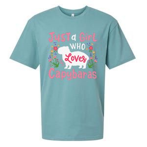 Capybara Just A Who Loves Capybaras Flower Sueded Cloud Jersey T-Shirt