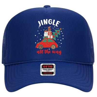 Christmas Jingle All The Way Gift High Crown Mesh Back Trucker Hat