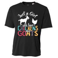 Cute Just A Girl Who Loves Chickens Goats Farmer Girls Gift Cooling Performance Crew T-Shirt