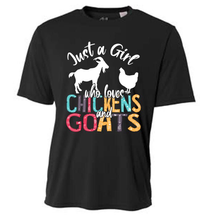 Cute Just A Girl Who Loves Chickens Goats Farmer Girls Gift Cooling Performance Crew T-Shirt