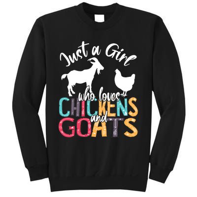 Cute Just A Girl Who Loves Chickens Goats Farmer Girls Gift Sweatshirt