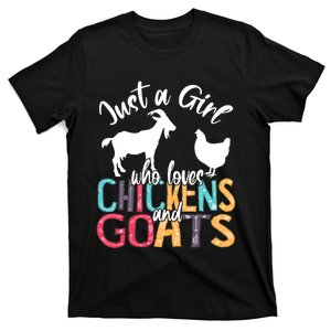 Cute Just A Girl Who Loves Chickens Goats Farmer Girls Gift T-Shirt