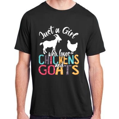 Cute Just A Girl Who Loves Chickens Goats Farmer Girls Gift Adult ChromaSoft Performance T-Shirt