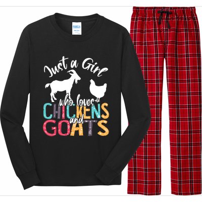 Cute Just A Girl Who Loves Chickens Goats Farmer Girls Gift Long Sleeve Pajama Set