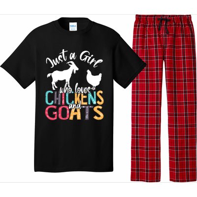 Cute Just A Girl Who Loves Chickens Goats Farmer Girls Gift Pajama Set