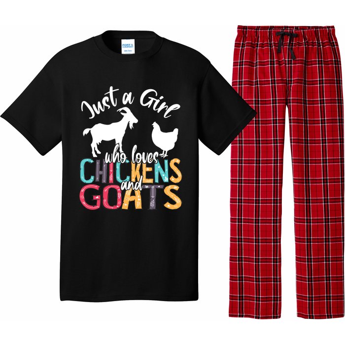 Cute Just A Girl Who Loves Chickens Goats Farmer Girls Gift Pajama Set