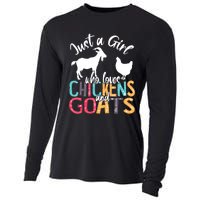 Cute Just A Girl Who Loves Chickens Goats Farmer Girls Gift Cooling Performance Long Sleeve Crew