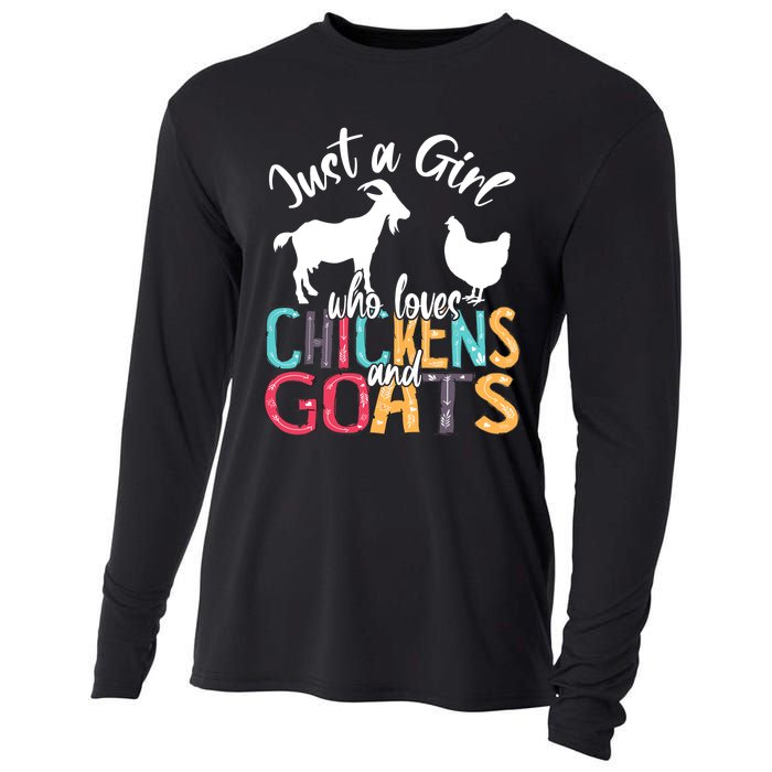 Cute Just A Girl Who Loves Chickens Goats Farmer Girls Gift Cooling Performance Long Sleeve Crew