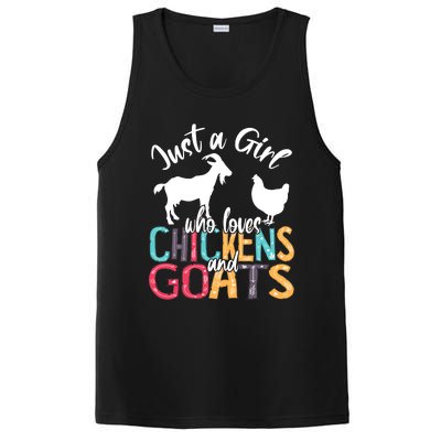 Cute Just A Girl Who Loves Chickens Goats Farmer Girls Gift PosiCharge Competitor Tank