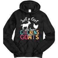 Cute Just A Girl Who Loves Chickens Goats Farmer Girls Gift Tie Dye Hoodie